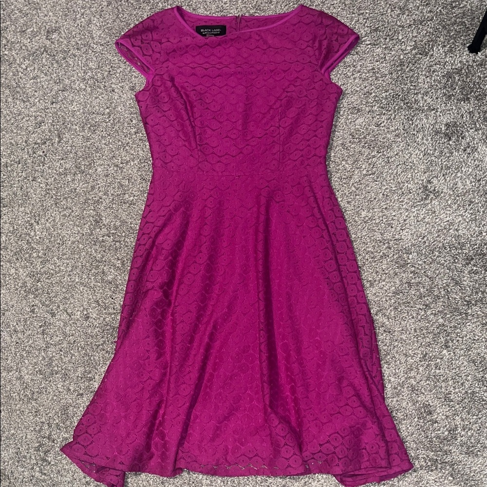 Black by Evan Picone Fuchsia Lace Midi Dress